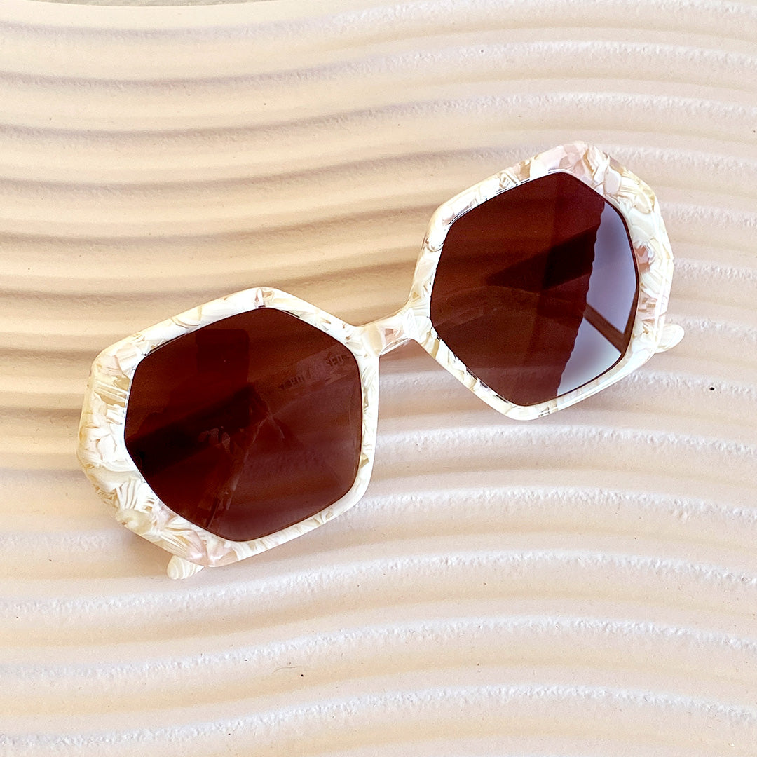 Luna Cream Marble Sunglasses
