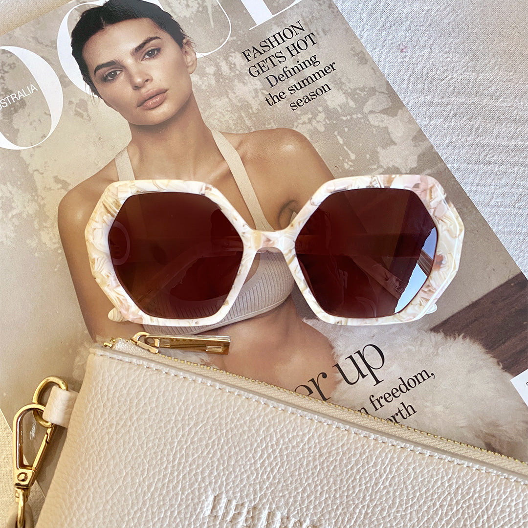 Luna Cream Marble Sunglasses